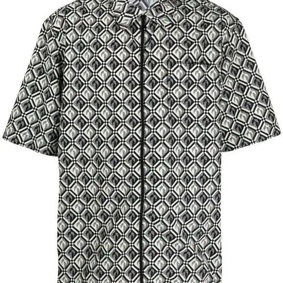 Marine Serre Zephyr Diamond-pattern Moon shirt sz Large - Picture 3 of 7